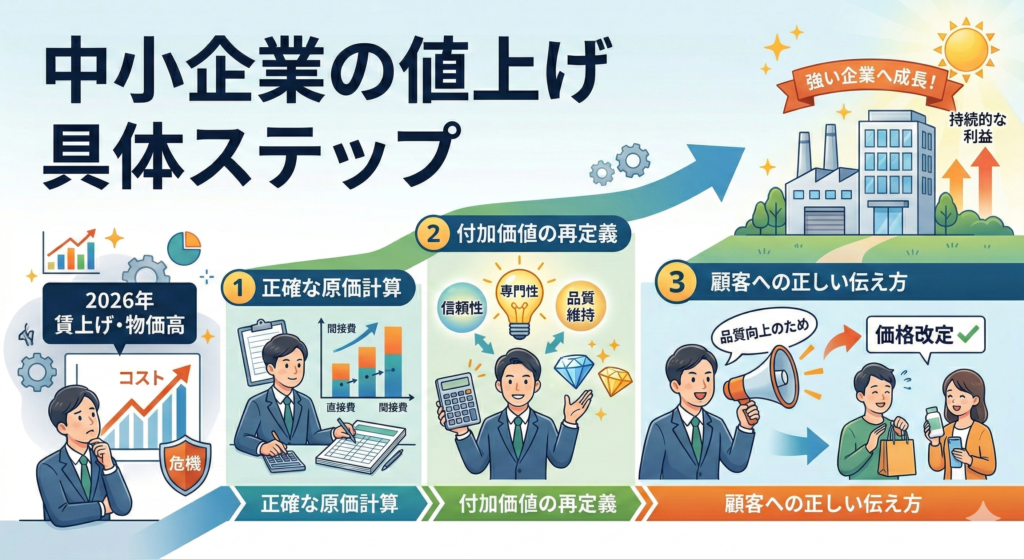 2026年の賃上げを乗り切る！中小企業のための「価格転嫁・値上げ」具体的ステップ
