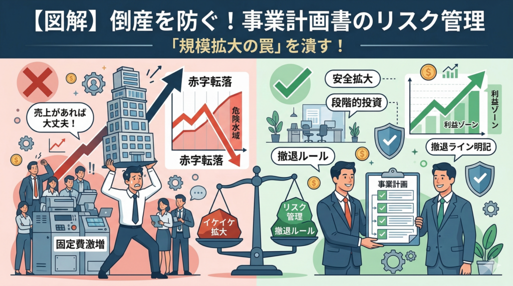 倒産する事業計画書の共通点!「規模拡大の罠」を潰し、銀行員を安心させるリスク管理